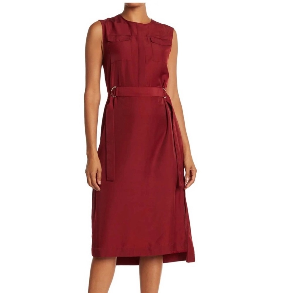 NWOT Ted Baker London Oxblood Utility Midi Dress D-Ring Waist Size 8